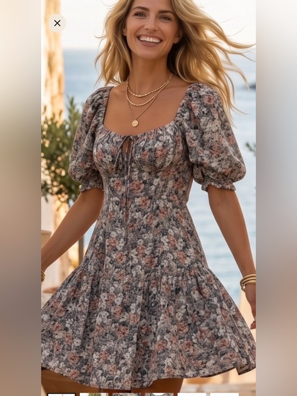 💐Floral Square Neck Open Back Dress Multicolor Floral size Small NEW